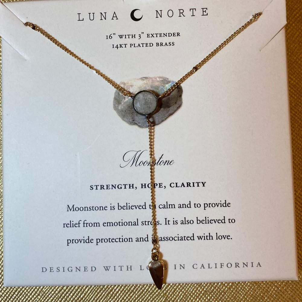 NWT Luna Norte Moonstone Gold Plated Necklace